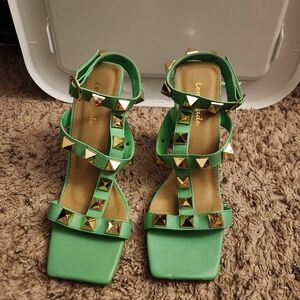 Green Studded Sandals